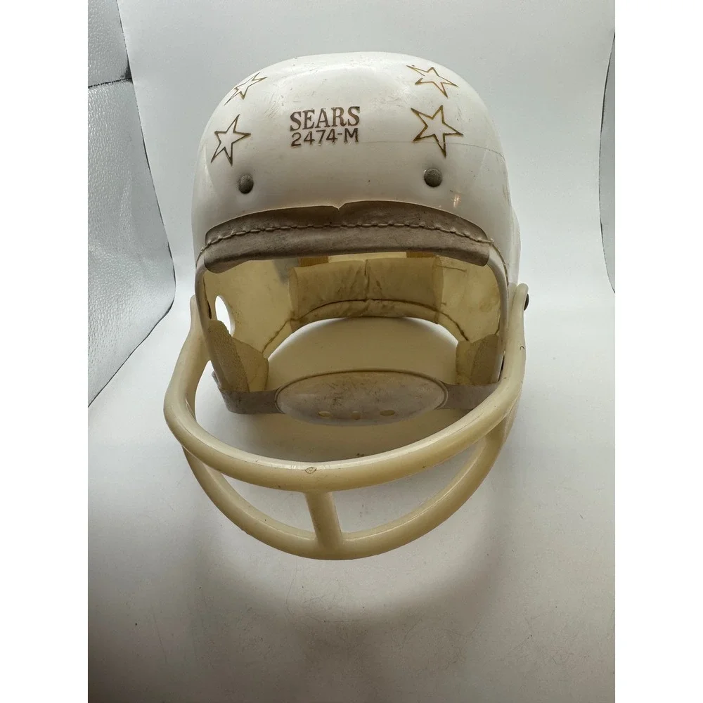 Vintage Sears 2474 M Youth Football Helmet Stars Face Guard‎ shoulder Pads